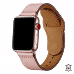 Apple Watch bandje leer roze druksluiting - Onlinebandjes.nl