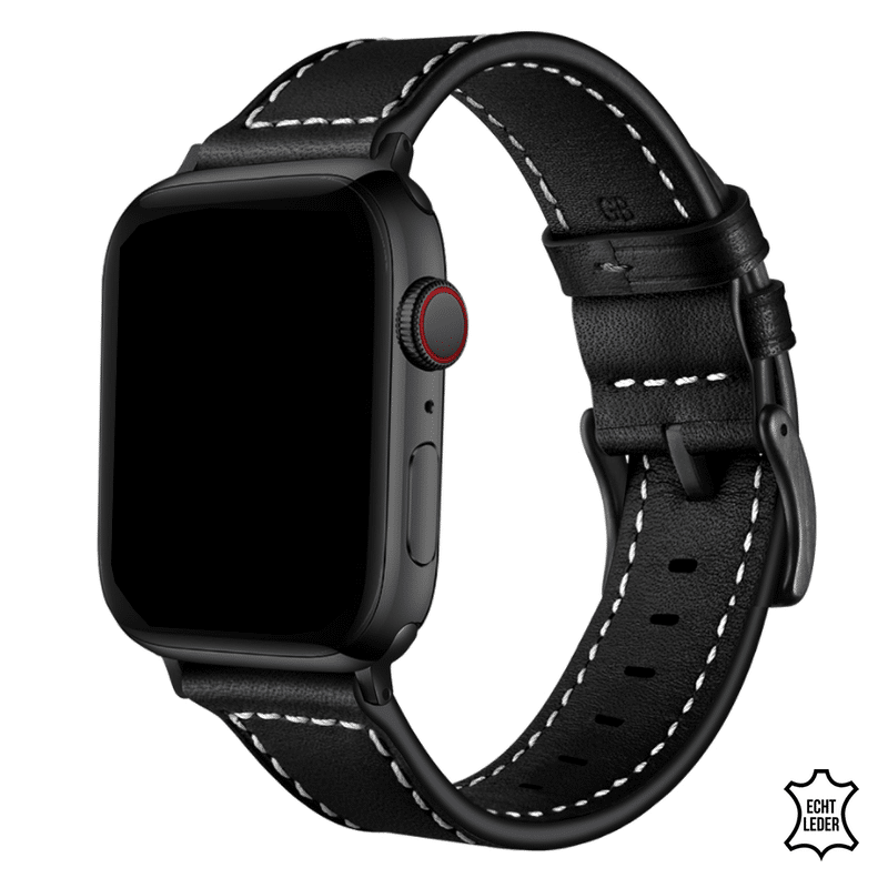 Apple Watch bandje leer zwart - Onlinebandjes.nl