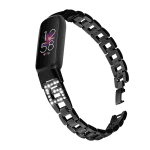 Fitbit Luxe bandje RVS diamant zwart – Onlinebandjes.nl