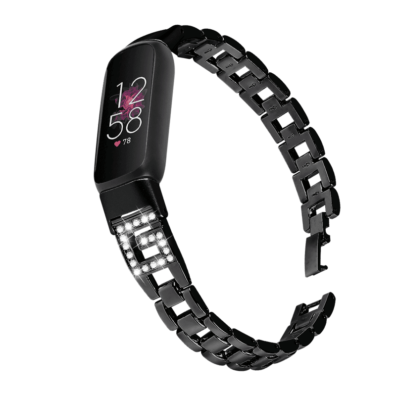 Fitbit Luxe bandje RVS diamant zwart - Onlinebandjes.nl