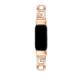 Fitbit luxe bandje rvs rose goud diamant – Onlinebandjes.nl