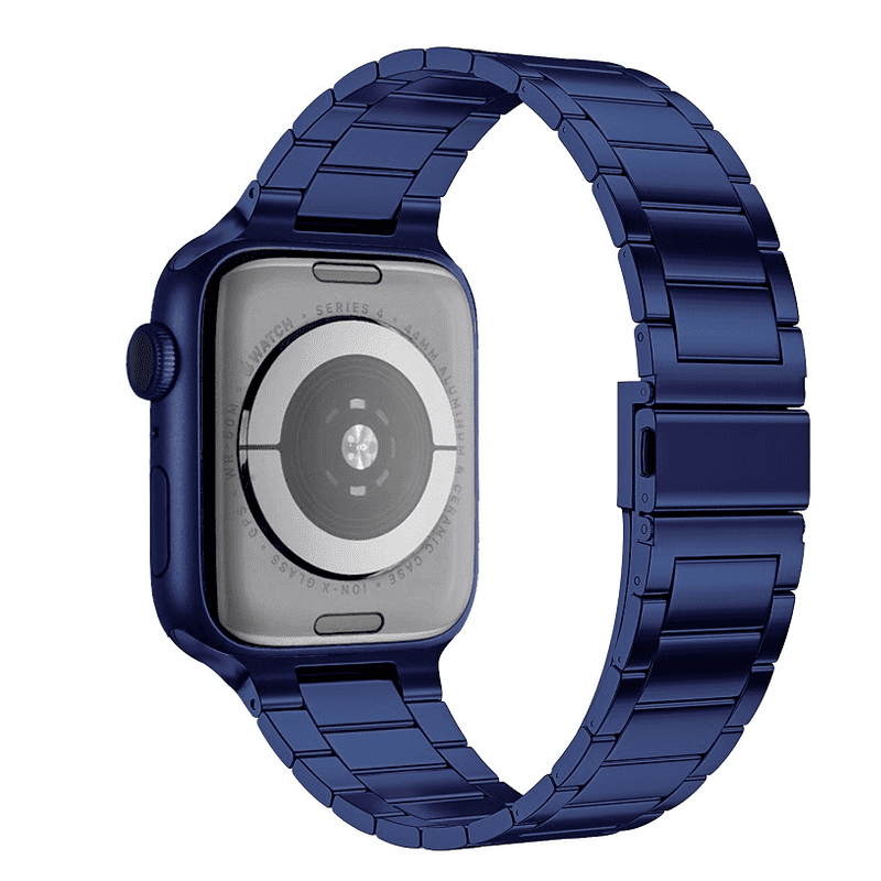 Apple watch bandje rvs vouwsluiting alu blauw - Onlinebandjes.nl